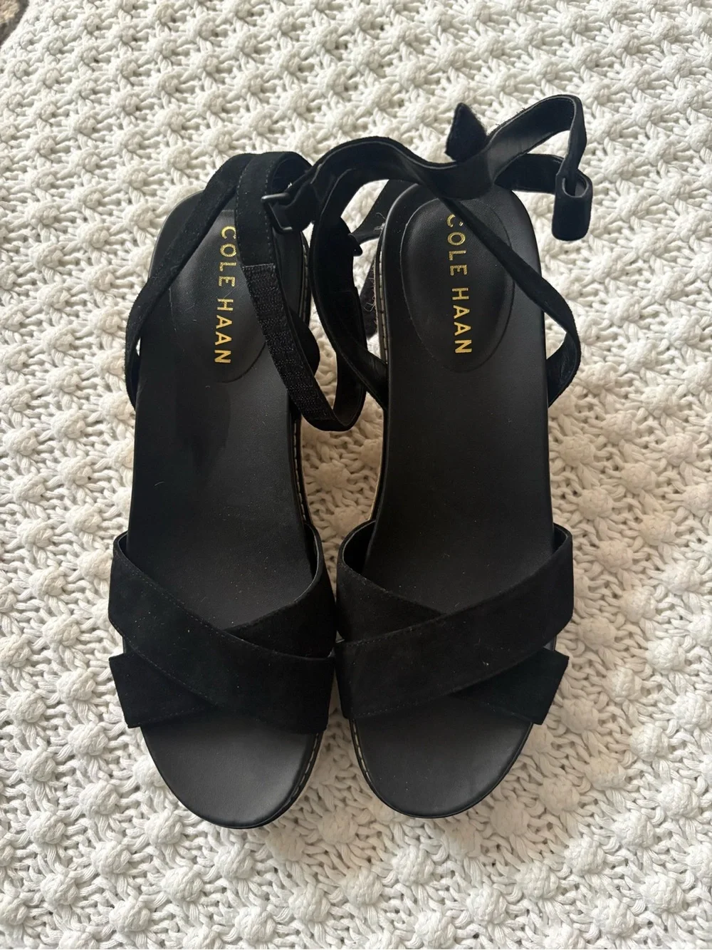 Cole Haan Cloud Feel Espadrille Wedge Heels in Black Size 8.5 B New